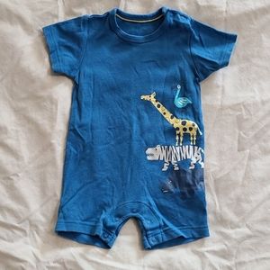 M&S Blue Animal Print Romper, 9-12 months